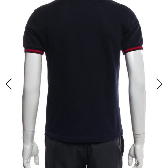 Men's Navy Polo Shirt with Multicolor Embroidery - Picture 3 of 3